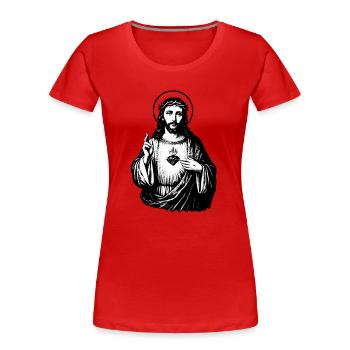 Herz Jesu StreetArt Stencil Stil - Frauen Premium Bio T-Shirt - Rot - Vorne - Mia (176cm)