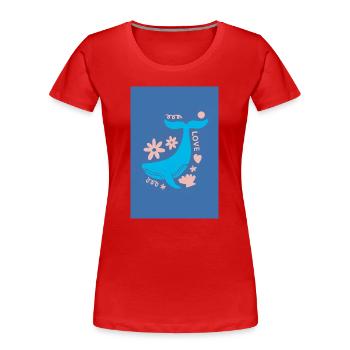 Queue de baleine Floral Love - T-shirt bio Premium Femme - rouge - Devant - Mia (176cm)