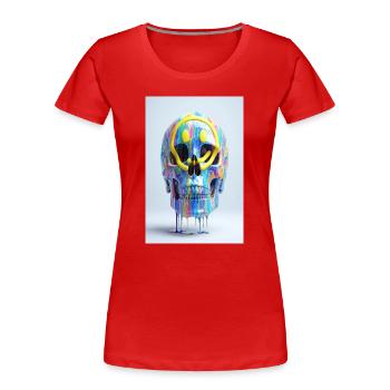 Psychedelischer Totenkopf mit Smile Brille - Frauen Premium Bio T-Shirt - Rot - Vorne - Mia (176cm)