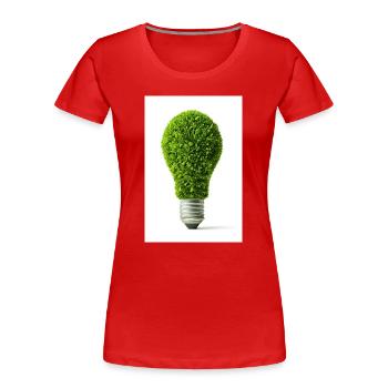 Conception d’ampoule lumineuse feuillue - T-shirt bio Premium Femme - rouge - Devant - Mia (176cm)