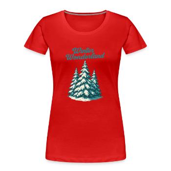 Winter Wunderland Tannen - Frauen Premium Bio T-Shirt - Rot - Vorne - Mia (176cm)