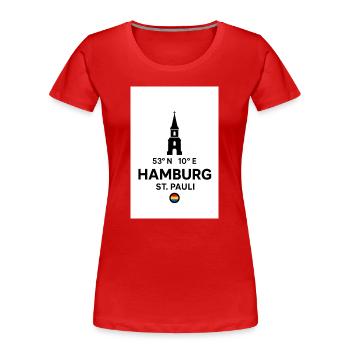 Hamburg St Pauli Koord Marker - Frauen Premium Bio T-Shirt - Rot - Vorne - Mia (176cm)