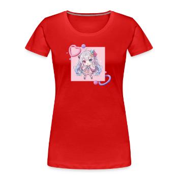 Pastell-Chibi Herzakzent - Frauen Premium Bio T-Shirt - Rot - Vorne - Mia (176cm)
