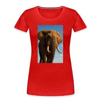 Éléphant en gros plan avec le soleil - T-shirt bio Premium Femme - rouge - Devant - Mia (176cm)