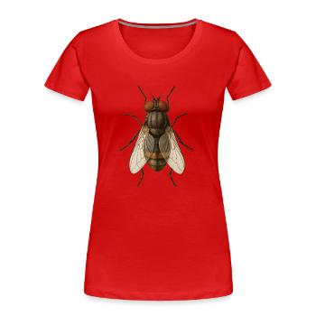 Hyperrealistisches Fliegen-Anatomie-T-Shirt - Frauen Premium Bio T-Shirt - Rot - Vorne - Mia (176cm)