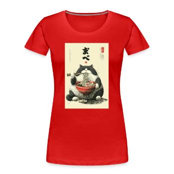 Ramen Cat Feast - Women's Premium Organic T-Shirt - red - Front - Mia (176cm)