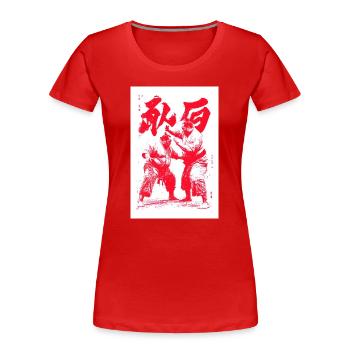 Encre de Duel Martial Cramoisi - T-shirt bio Premium Femme - rouge - Devant - Mia (176cm)