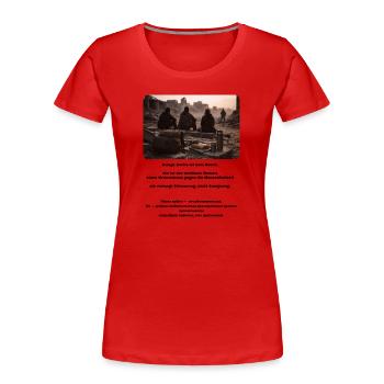 Ruinenlager im Abendlicht - Frauen Premium Bio T-Shirt - Rot - Vorne - Mia (176cm)