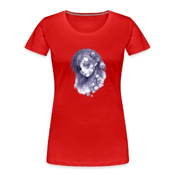 Tentacle portrait in blue | Zombie Girl - Women's Premium Organic T-Shirt - red - Front - Mia (176cm)