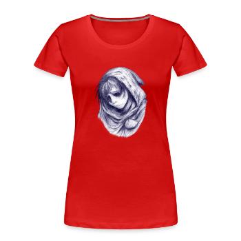 Blaue Hülle: Gesichtslose Figur - Women's Premium Organic T-Shirt - red - Front - Mia (176cm)