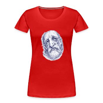Alter Mann Skizze Porträt - Frauen Premium Bio T-Shirt - Rot - Vorne - Mia (176cm)