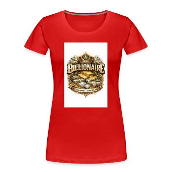FDCA8CF6-CA34-48B6-909A-5894FB819127 - Women's Premium Organic T-Shirt - red - Front - Mia (176cm)
