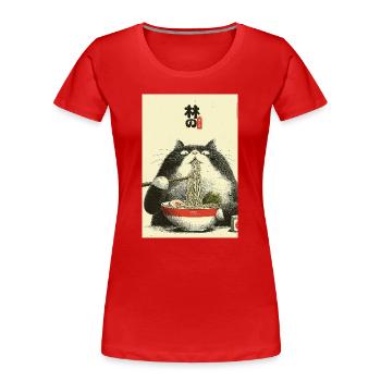 Ramen Cat Ukiyoe Style - Women's Premium Organic T-Shirt - navy - Front - Mia (176cm)