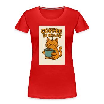 Chat amateur de café dans un style rétro - T-shirt bio Premium Femme - rouge - Devant - Mia (176cm)