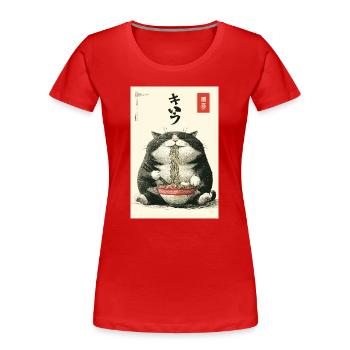 Neko Noodle Feast - Women's Premium Organic T-Shirt - red - Front - Mia (176cm)