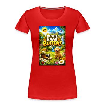 Outdoor adventure with Pup - Women's Premium Organic T-Shirt - red - Front - Mia (176cm)