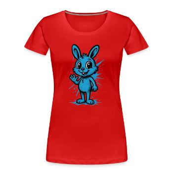 Blue Splash Bunny Graphic - Women's Premium Organic T-Shirt - red - Front - Mia (176cm)