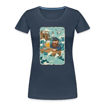 Last North Sea pub - Women's Premium Organic T-Shirt - navy - Front - Mia (176cm)