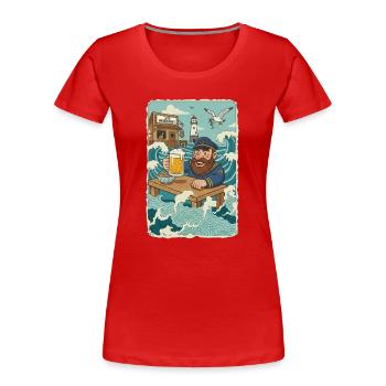 Letzte Nordsee Kneipe - Frauen Premium Bio T-Shirt - Rot - Vorne - Mia (176cm)