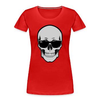 Skull with Sunglasses Graphic - Women's Premium Organic T-Shirt - red - Front - Mia (176cm)
