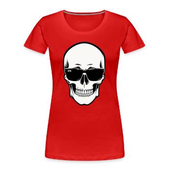 Squelette avec lunettes de soleil en monochrome - T-shirt bio Premium Femme - rouge - Devant - Mia (176cm)