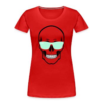 Farbverstellbare Sonnenbrille Smile Skull - Frauen Premium Bio T-Shirt - Rot - Vorne - Mia (176cm)