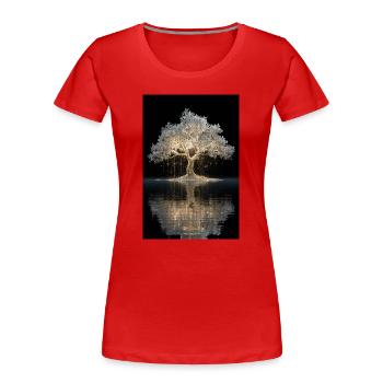 Glowing Golden Tree by Water - Women's Premium Organic T-Shirt - red - Front - Mia (176cm)