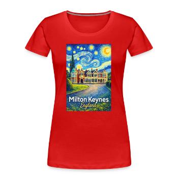 Milton Keynes, England - Frauen Premium Bio T-Shirt - Rot - Vorne - Mia (176cm)