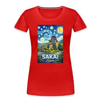 Sakai, Japan - Frauen Premium Bio T-Shirt - Rot - Vorne - Mia (176cm)