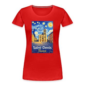 Saint-Denis, France - Women's Premium Organic T-Shirt - red - Front - Mia (176cm)