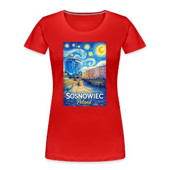 Sosnowiec, Poland - Women's Premium Organic T-Shirt - red - Front - Mia (176cm)