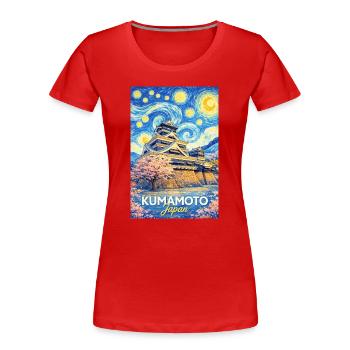 Kumamoto Japan - Women's Premium Organic T-Shirt - red - Front - Mia (176cm)