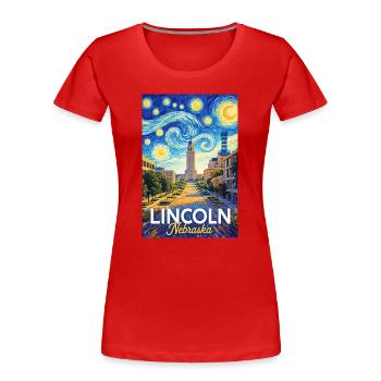Lincoln Nebraska - Frauen Premium Bio T-Shirt - Rot - Vorne - Mia (176cm)