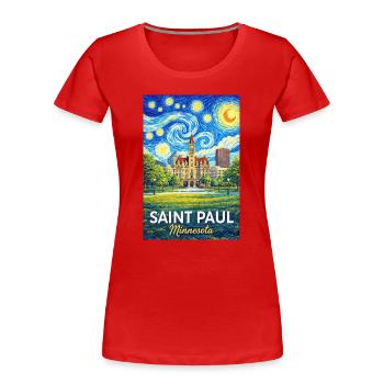 Saint Paul, Minnesota - Women's Premium Organic T-Shirt - red - Front - Mia (176cm)
