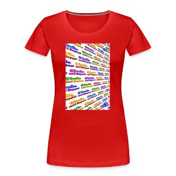 Colorful Smile and Repeat - Women's Premium Organic T-Shirt - red - Front - Mia (176cm)