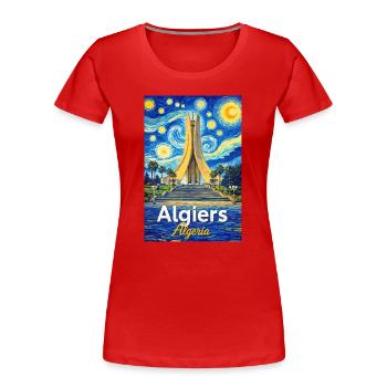 Algiers Monument Starry Night Stil - Frauen Premium Bio T-Shirt - Rot - Vorne - Mia (176cm)