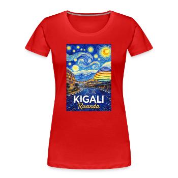 Silhouette étoilée de Kigali au Rwanda - T-shirt bio Premium Femme - rouge - Devant - Mia (176cm)