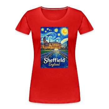 Sheffield England Sternennacht - Frauen Premium Bio T-Shirt - Rot - Vorne - Mia (176cm)