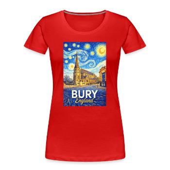 Bury England im Sternennacht-Stil - Frauen Premium Bio T-Shirt - Rot - Vorne - Mia (176cm)