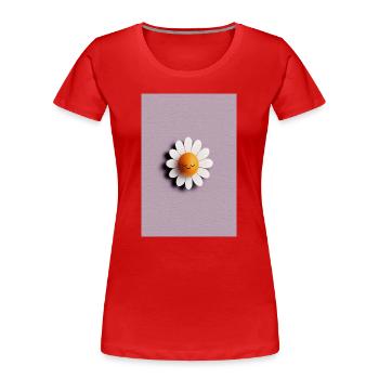 Soleil marguerite joyeux sur fond lilas - T-shirt bio Premium Femme - rouge - Devant - Mia (176cm)