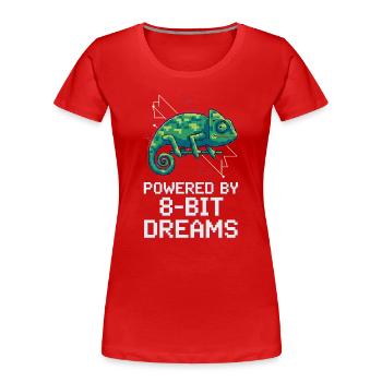 Powered 8-Bit Dreams – Pixel Chameleon - Women's Premium Organic T-Shirt - red - Front - Mia (176cm)