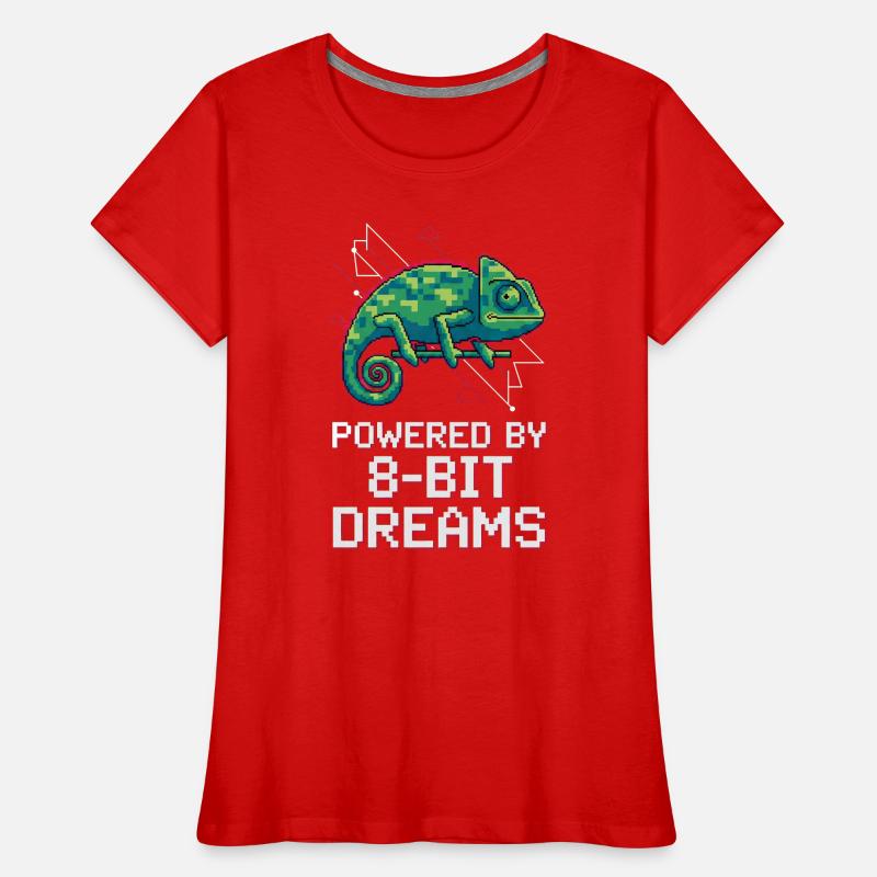 Powered 8-Bit Dreams – Pixel Chamäleon Frauen Premium Bio T-Shirt