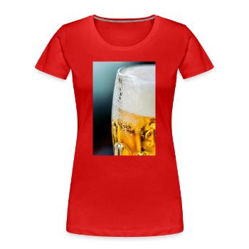 Light Gold Beer Glass Pattern - Women's Premium Organic T-Shirt - red - Front - Mia (176cm)