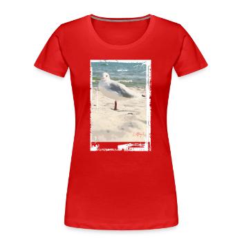 Wattvogel Foto Nordsee Möwe Strand Ostsee - Frauen Premium Bio T-Shirt - Rot - Vorne - Mia (176cm)