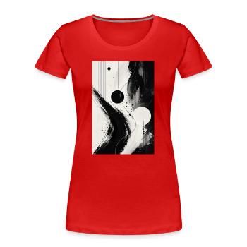 Black and white abstraction orbits - Women's Premium Organic T-Shirt - red - Front - Mia (176cm)
