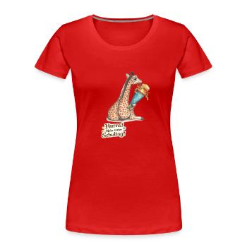 Giraffe mit Partyhut Erster Schultag - Frauen Premium Bio T-Shirt - Rot - Vorne - Mia (176cm)