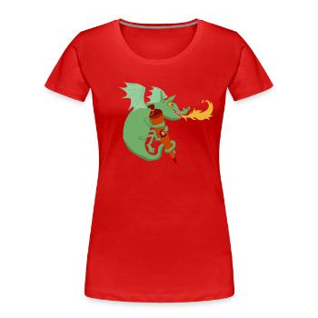 Dragon avec cône d’école - T-shirt bio Premium Femme - rouge - Devant - Mia (176cm)