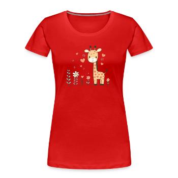 Niedliche Giraffe im Garten T-Shirt für Kinder - Frauen Premium Bio T-Shirt - Rot - Vorne - Mia (176cm)