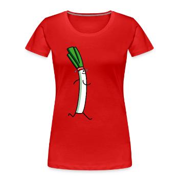 leek - Women's Premium Organic T-Shirt - red - Front - Mia (176cm)