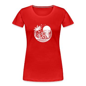 Vélo sur la plage - T-shirt bio Premium Femme - rouge - Devant - Mia (176cm)